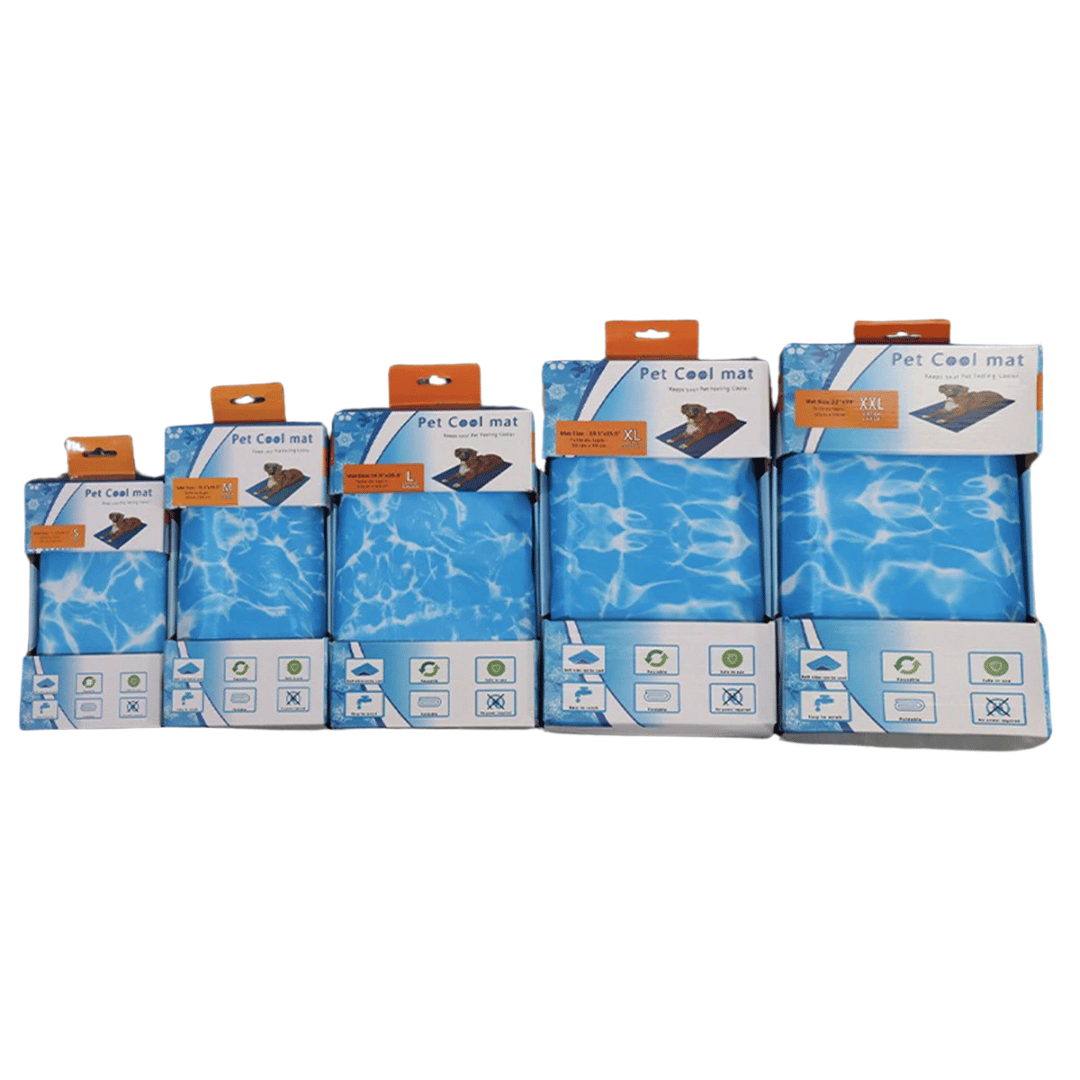 Portable dog bed cooling mat. This gel pad provides instant relief from summer heat.