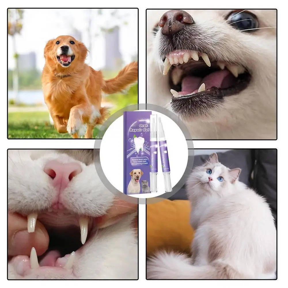 Dog dental care 3-pack: oral repair gel for teeth cleaning, gum health, plaque removal, and fresh breath.