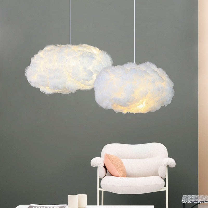 Fluffy cloud chandelier, ideal for a cozy living room, bedroom, or dreamy nursery lighting design.