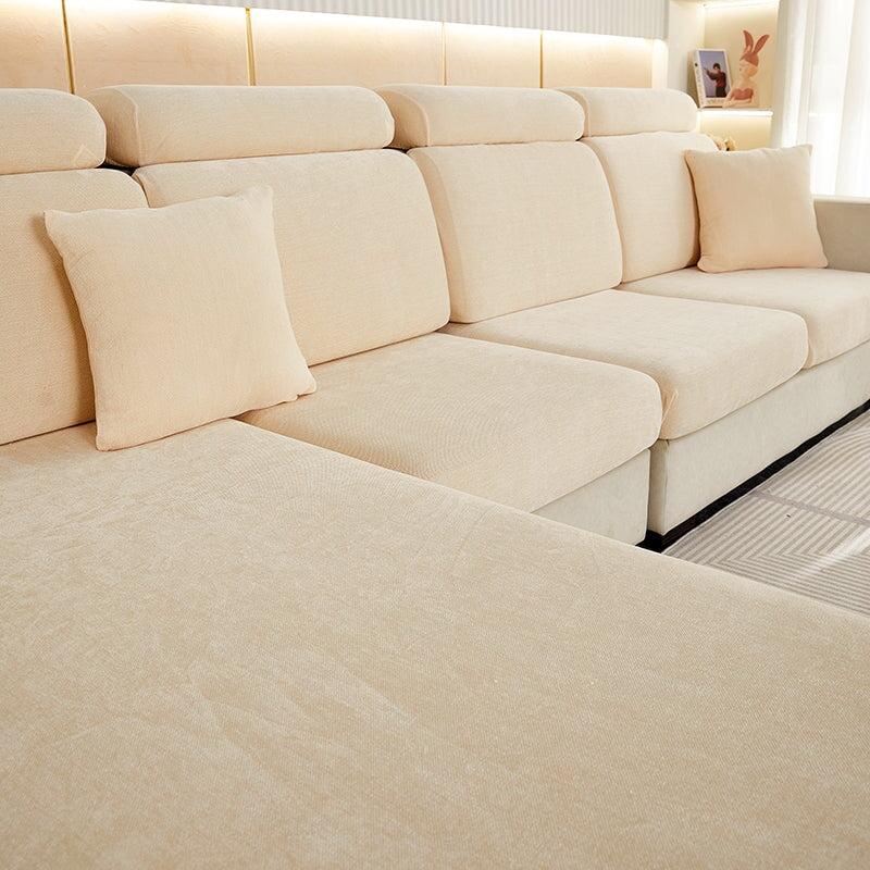 Anti-spill chenille slipcover, durable fabric, updates living room style.