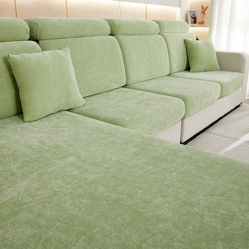 Easy-fit chenille sofa cover, spill-resistant, great for home decor protection.