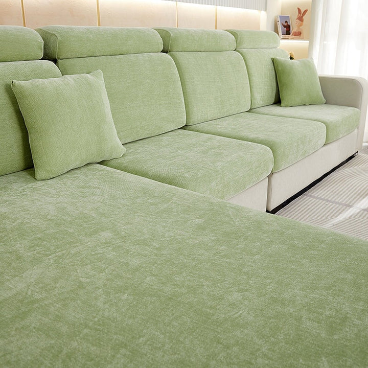 Easy-fit chenille sofa cover, spill-resistant, great for home decor protection.