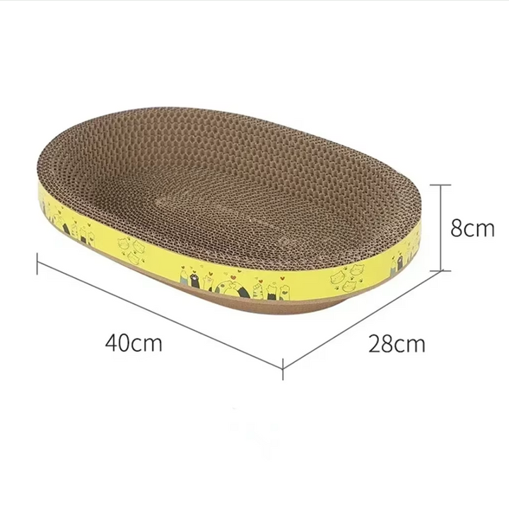 Cat scratching lounge bed made from durable corrugated cardboard, serving as a comfortable pet lounge.