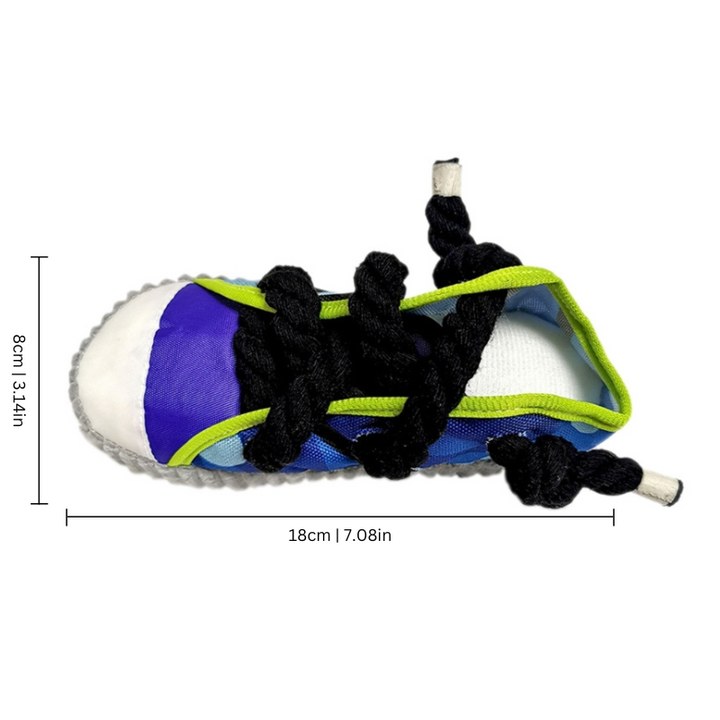 3-pack of realistic shoe dog chew toys designed to relieve stress and provide mental stimulation.