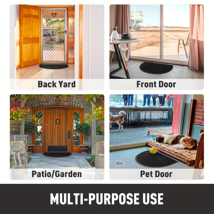 Robust half-round door mat crafted from sustainable, durable rubber material.