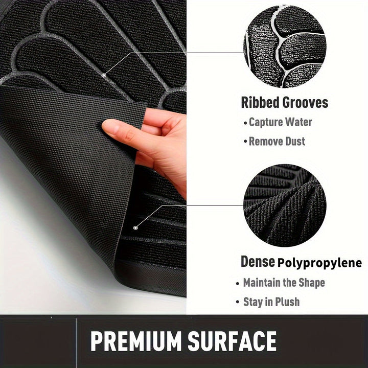 Heavy-duty half-round rubber mat designed for high-traffic areas.