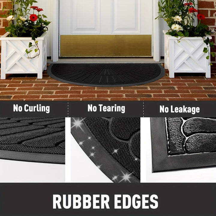 Versatile half-round rubber mat, enhances the look of your indoor or outdoor space.