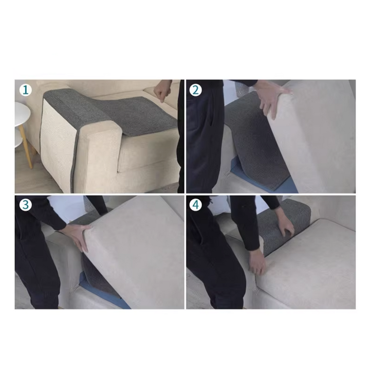 Light grey sisal cat armrest guard, a durable solution for furniture protection.