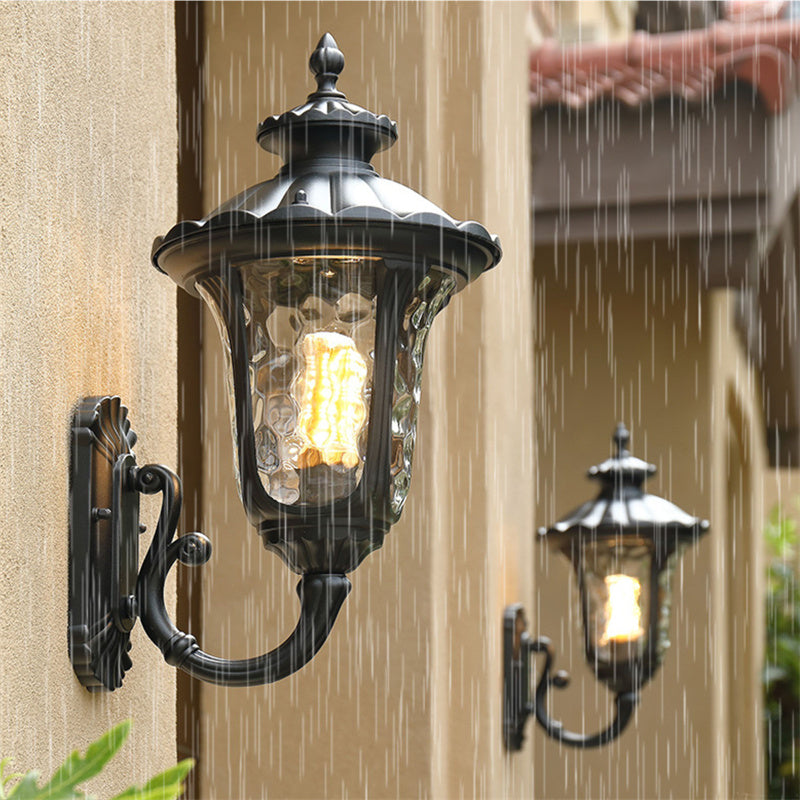 Black finish outdoor light, durable and waterproof, perfect for exterior home decor.