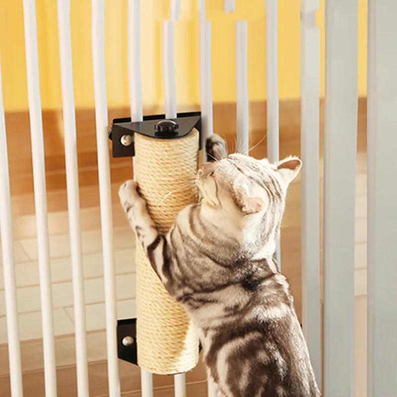 Durable sisal cat scratching roller designed for door frames, protecting furniture & promoting claw health.