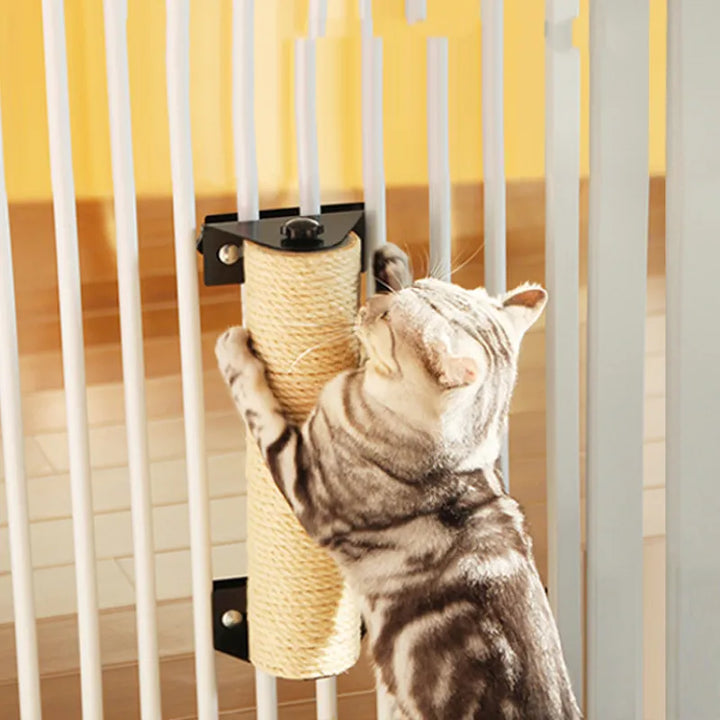 Durable sisal cat scratching roller designed for door frames, protecting furniture & promoting claw health.