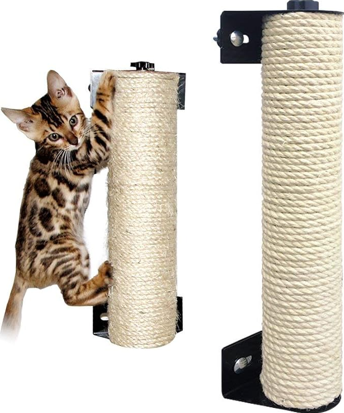 Cat door frame scratching roller, a durable sisal solution for feline claw care and furniture protection.