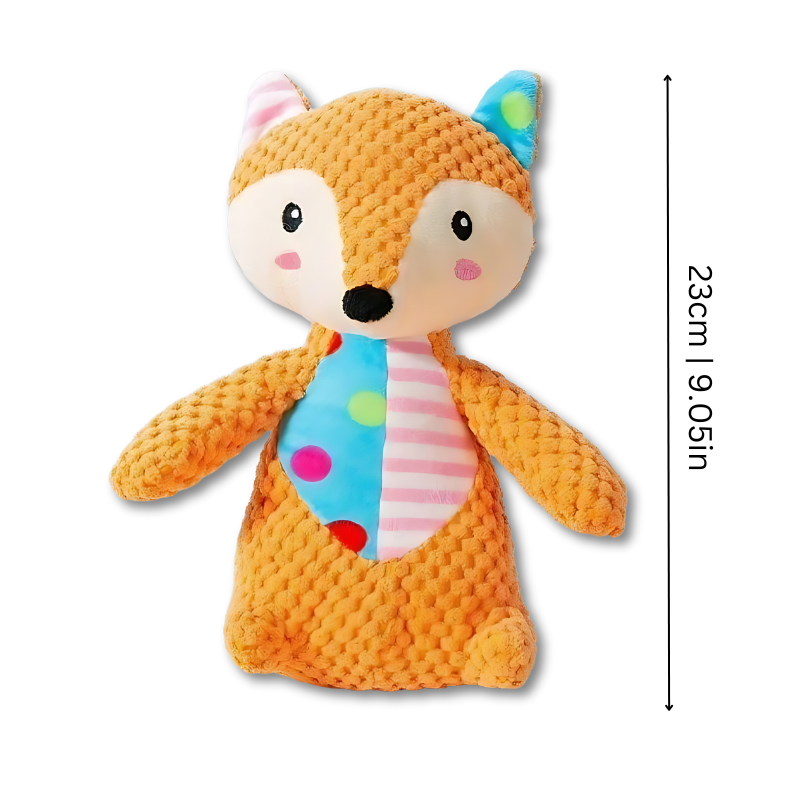 Pet-safe squeaky plush toy, ideal for small to medium-sized dogs.