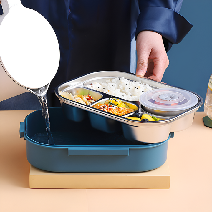 Insulated food container, keeping meals hot or cold, for school or work.