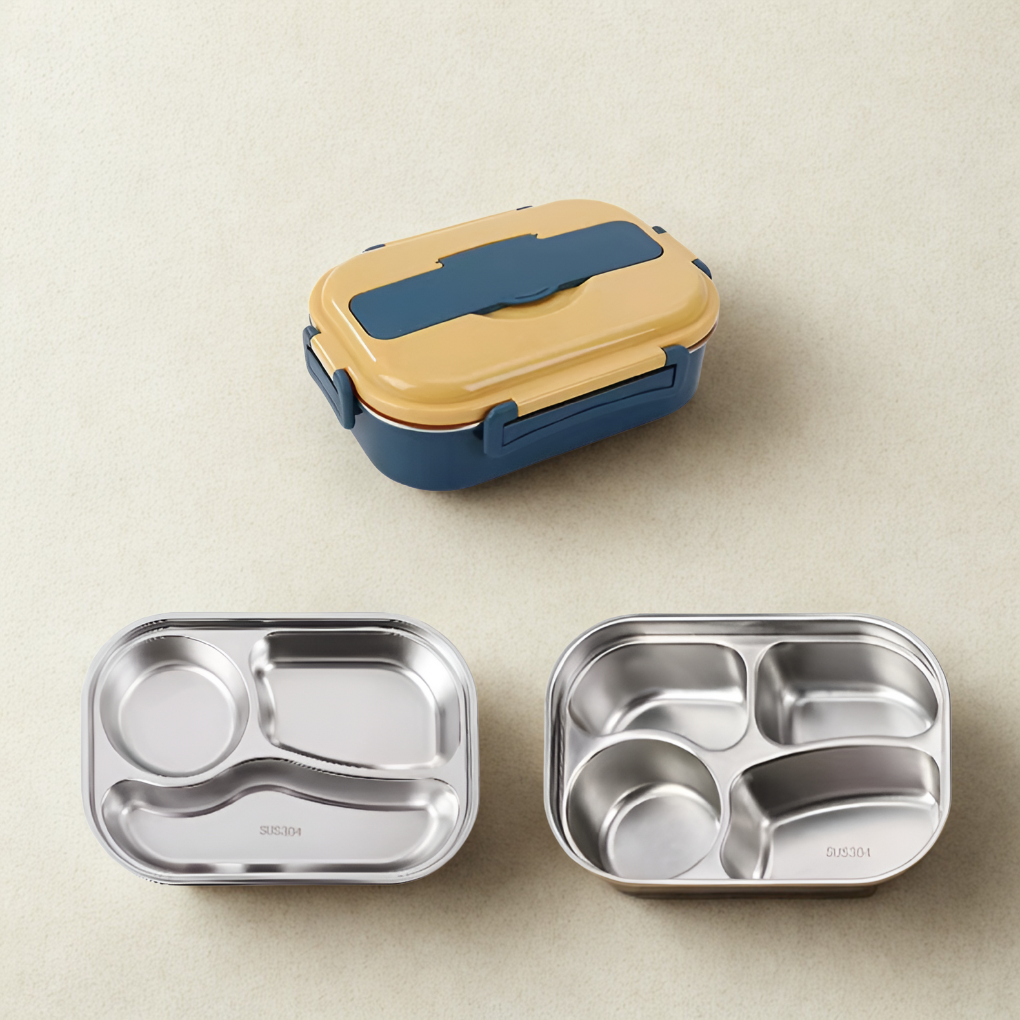 Adult lunch box for work, featuring a sleek and robust stainless steel design.