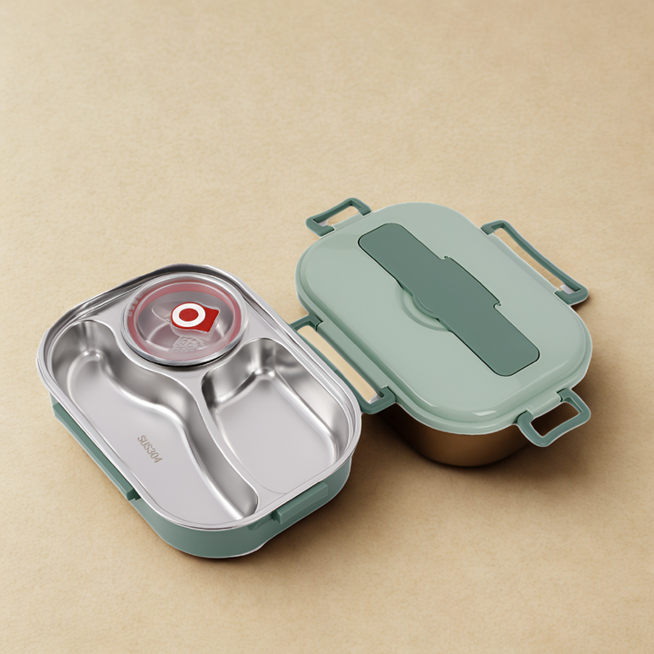 Eco-friendly stainless steel lunch box, a sustainable alternative to plastic.