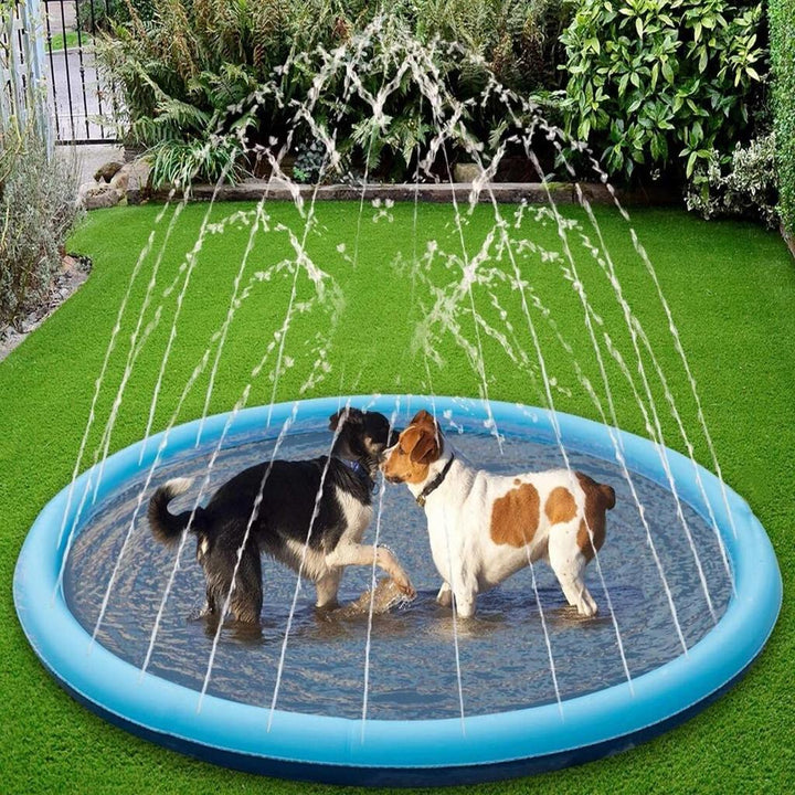 Durable summer dog fountain pool toy for outdoor water play. Keeps pets cool & entertained.