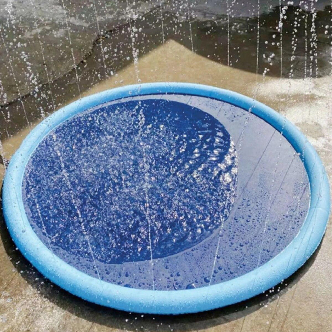 Pet's summer outdoor dog fountain toy for interactive water play. A durable and cooling pool accessory.