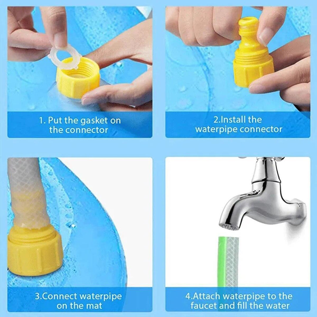 Cooling dog fountain pool toy for summer outdoor fun. Durable pet water play, keeps dogs active & refreshed.