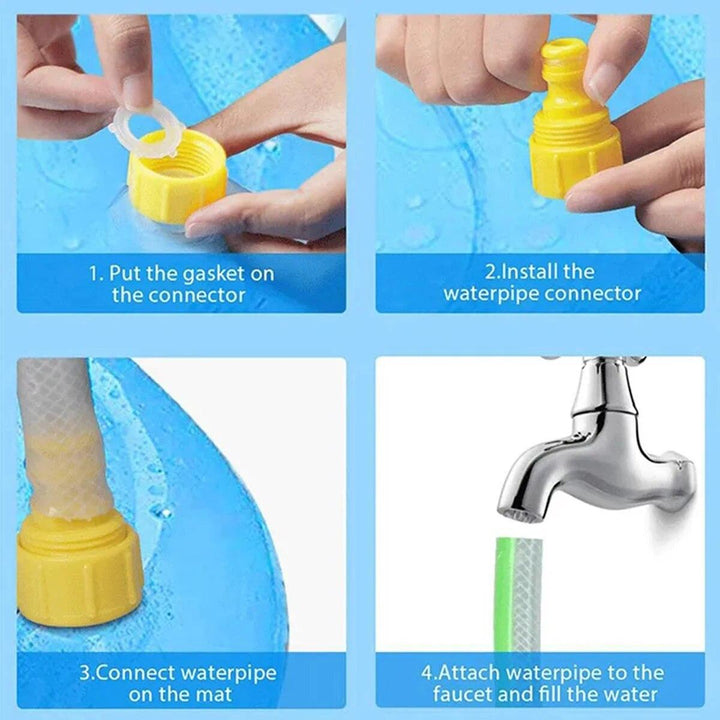 Cooling dog fountain pool toy for summer outdoor fun. Durable pet water play, keeps dogs active & refreshed.