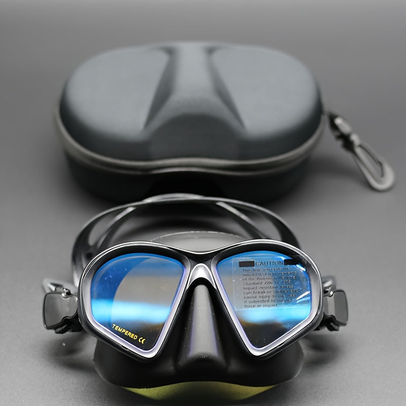 Snorkeling gear: Tempered glass dive mask featuring an integrated camera mount.
