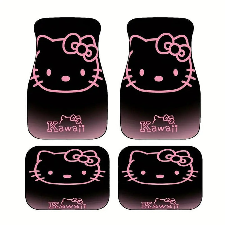 Black universal car mats, heavy-duty, non-slip. Durable for vehicle interior protection.