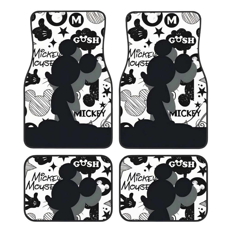 Black universal car mats, heavy-duty, durable, easy clean, non-slip. Vehicle protection.