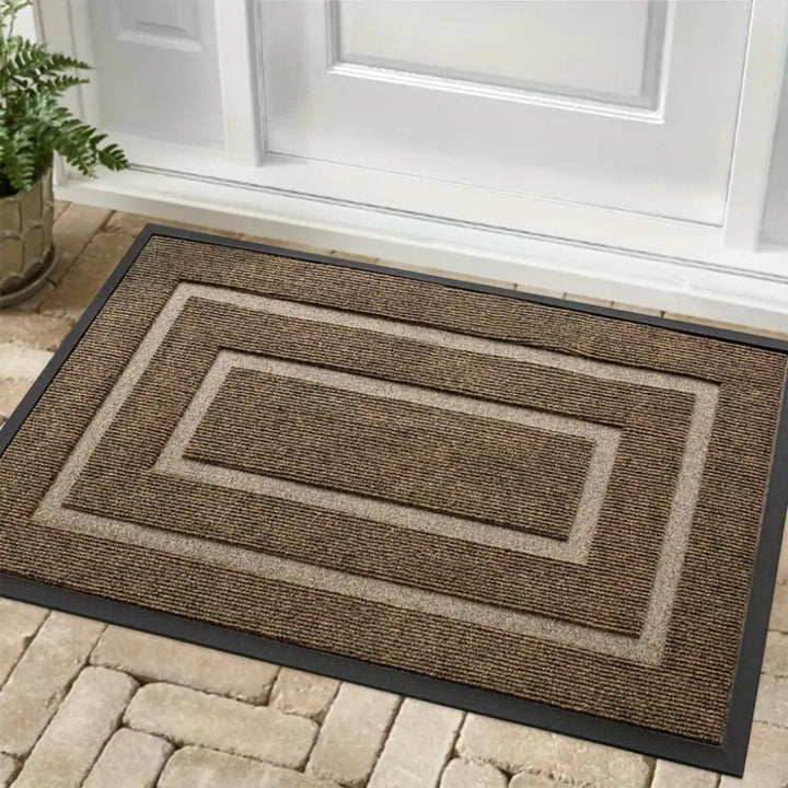 Classic print rubber entryway mat, water-resistant & anti-slip. Durable all-season home decor door mat.