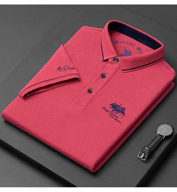 Close-up of the Earl Men's Classic Fit Polo Shirt collar and button placket, showcasing smart casual style.