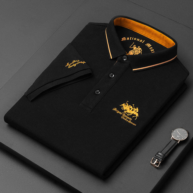 Side view of the Earl Men's Classic Fit Polo Shirt, demonstrating its comfortable and flattering silhouette.