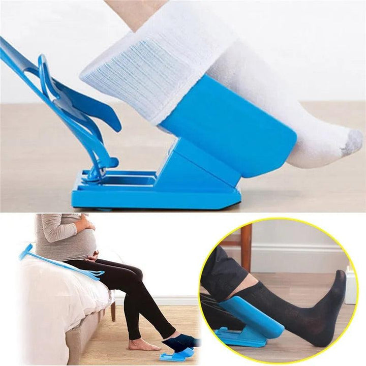 Easy-use sock aid for elderly & limited mobility individuals, helps put on socks without bending, ideal for hip/back pain.