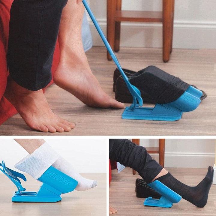 Unisex dressing aid & sock helper for daily living. Helps seniors & those with knee pain put on socks, promoting independence.
