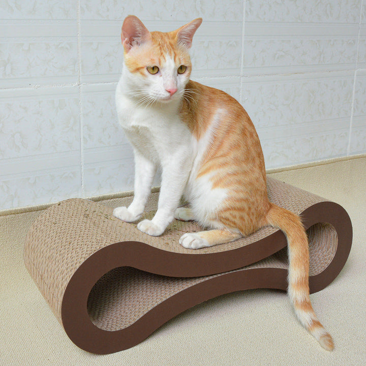 Luxurious infinity cardboard cat bed & scratcher. Modern eco-friendly feline furniture for ultimate pet comfort.