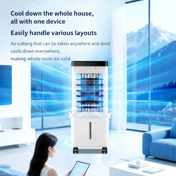 Portable windowless AC unit with air purifier & humidifier. Compact personal fan & cooler for efficient room cooling.