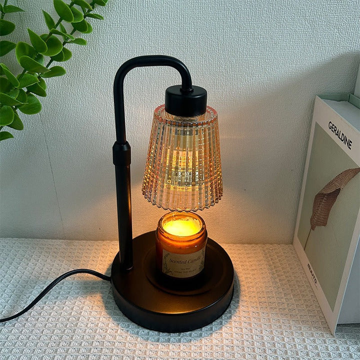 Dimmable aroma lamp for melting scented candles, features timer and decorative design.