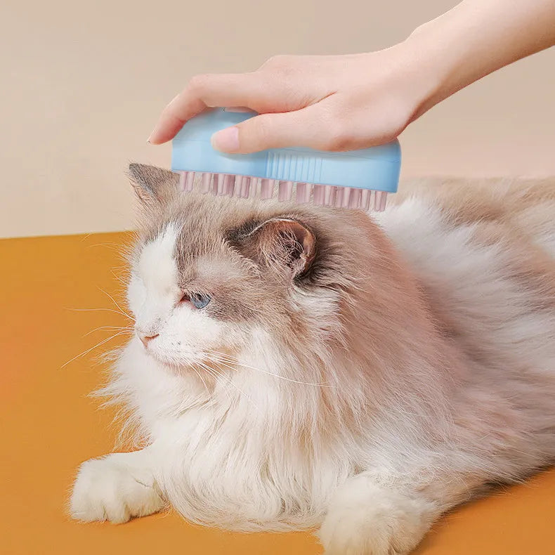 Electric cat brush with massage for gentle pet grooming & a healthy coat. Ideal deshedding tool & pet care.