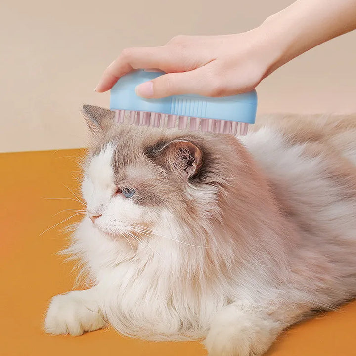 Electric cat brush with massage for gentle pet grooming & a healthy coat. Ideal deshedding tool & pet care.