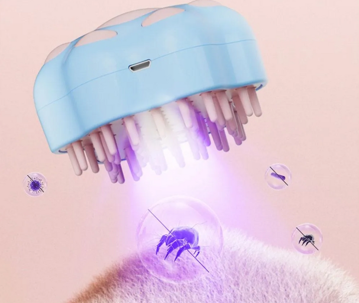 Electric cat brush for gentle grooming, deshedding & shiny coat. Massage function ensures a happy, relaxed pet.