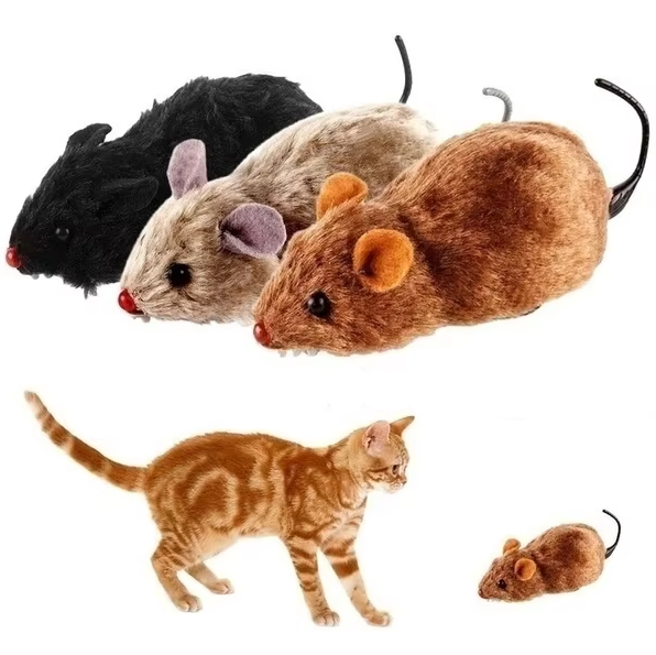 Battery operated interactive cat toy, simulating mouse for hunting play.