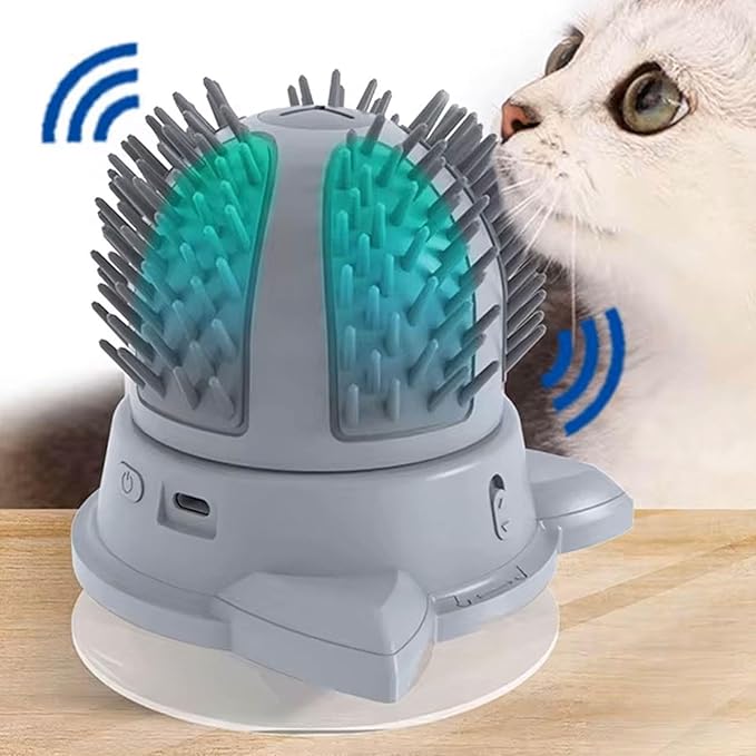Innovative catnip-infused electric pet brush for self-grooming. Boosts cat care, wellness & provides a soothing massage.