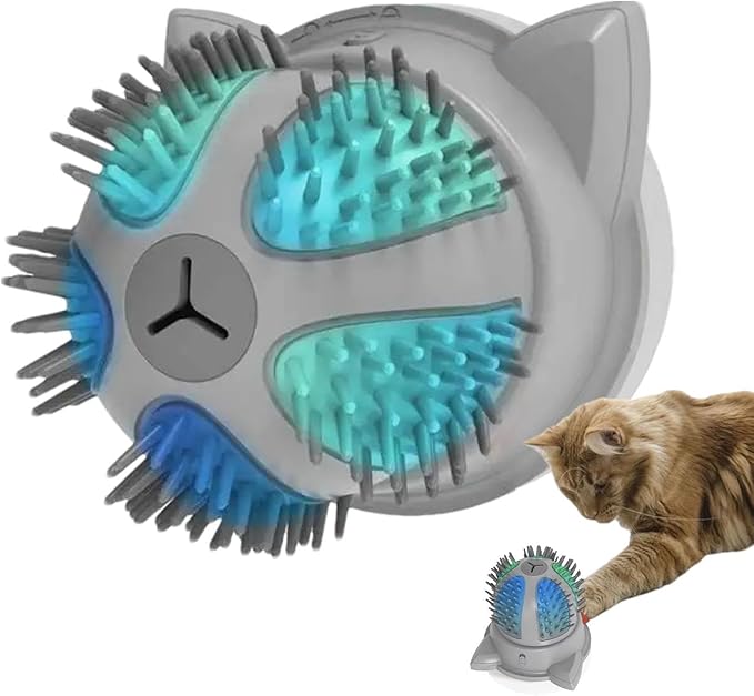 Hands-free electric cat grooming brush with catnip. Perfect pet supply for stress-free feline self-massage.