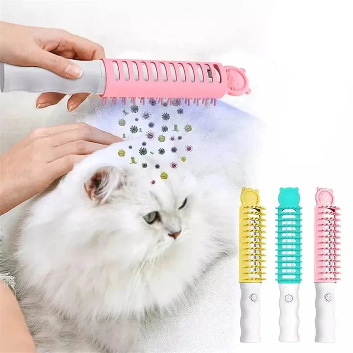 Electric pet grooming brush with soothing heat, perfect for dogs & cats. Detangles & promotes a healthy coat.