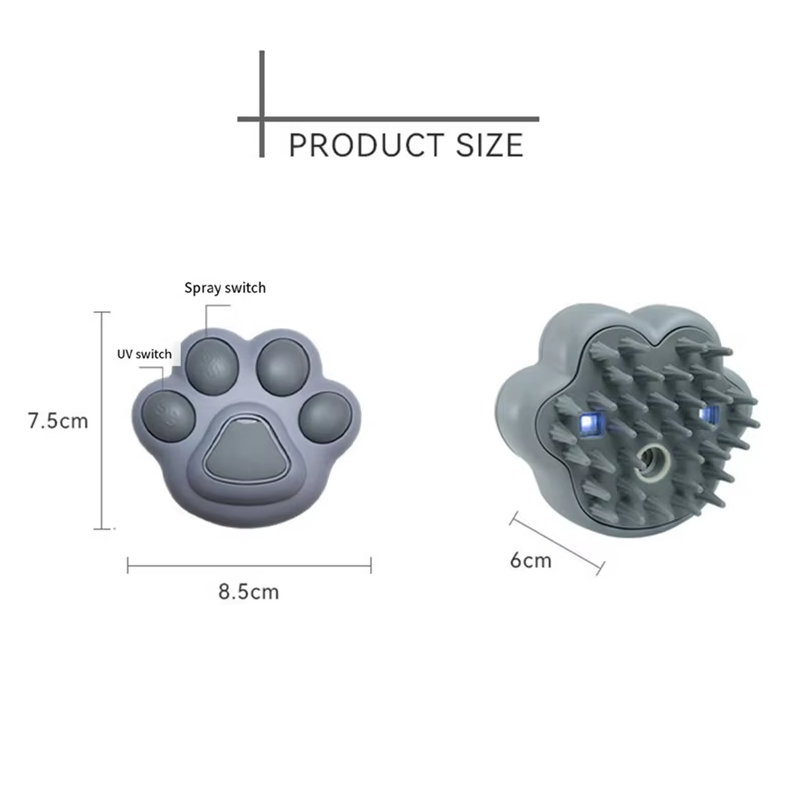 Rechargeable pet massage & grooming spray brush. Essential electric tool for healthy dog & cat coats.