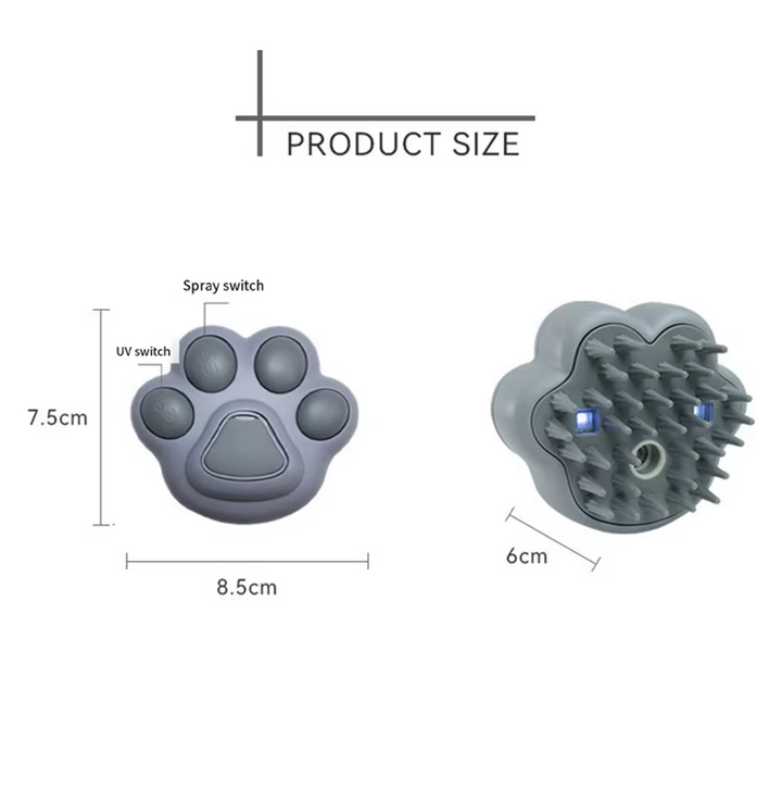 Rechargeable pet massage & grooming spray brush. Essential electric tool for healthy dog & cat coats.