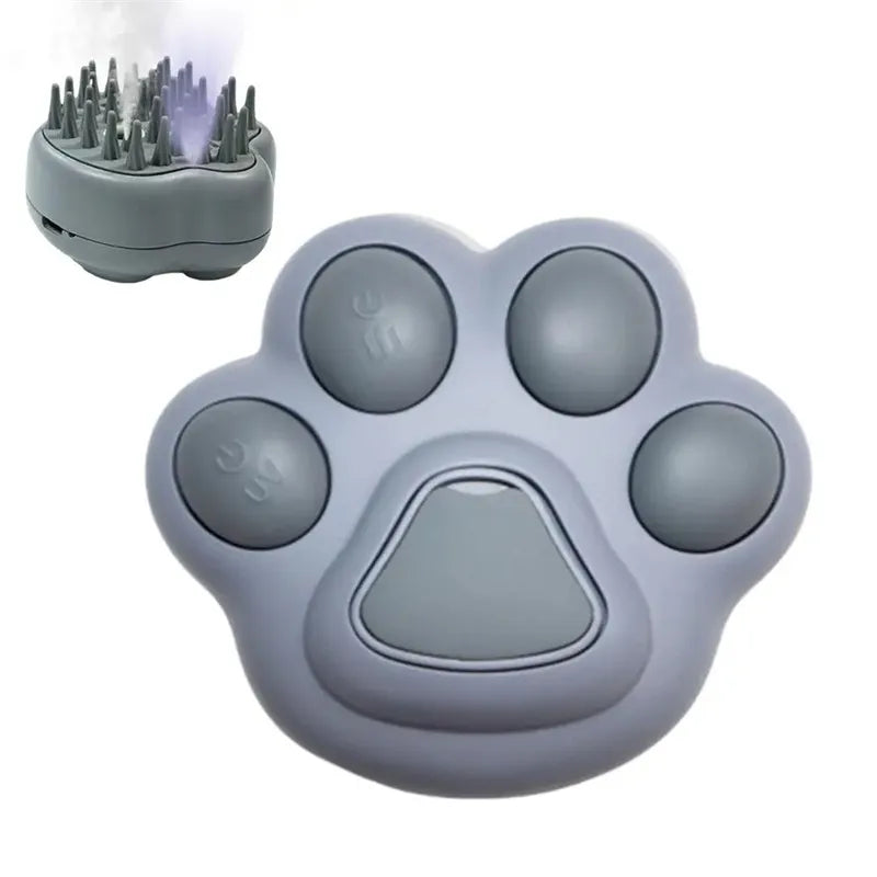 Hands-on view of the ergonomic electric pet grooming spray brush for all pets.