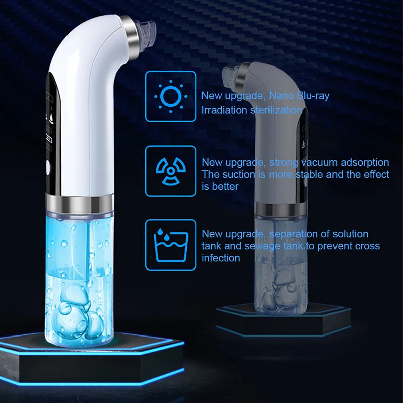 Handheld electric pore vacuum device, perfect for at-home facial skincare and blemish removal.