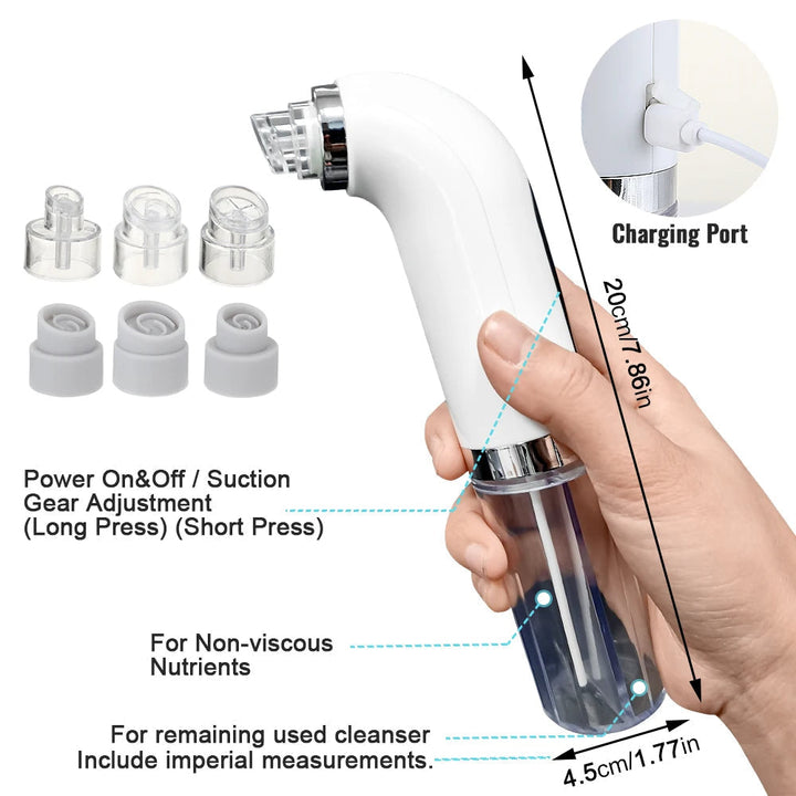 Advanced electric pore cleanser vacuum uses gentle suction for deep clean, healthy skin.