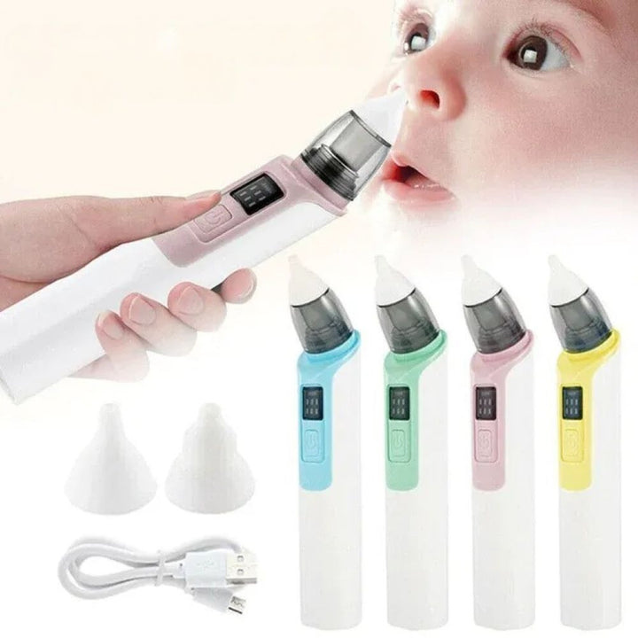 Effective baby nasal aspirator, rechargeable and designed for quiet operation.