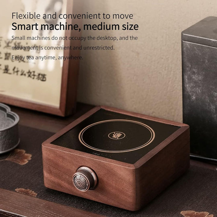 Enjoy perfectly hot tea & coffee with this walnut electric beverage warmer, adjustable for your preference.