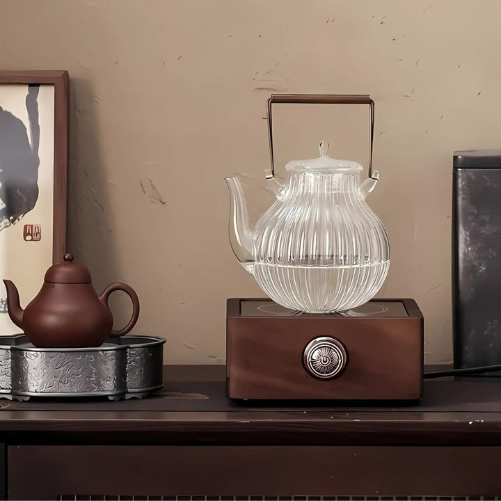 Premium walnut electric tea accessory with adjustable temp; perfect for tea enthusiasts & gifts.